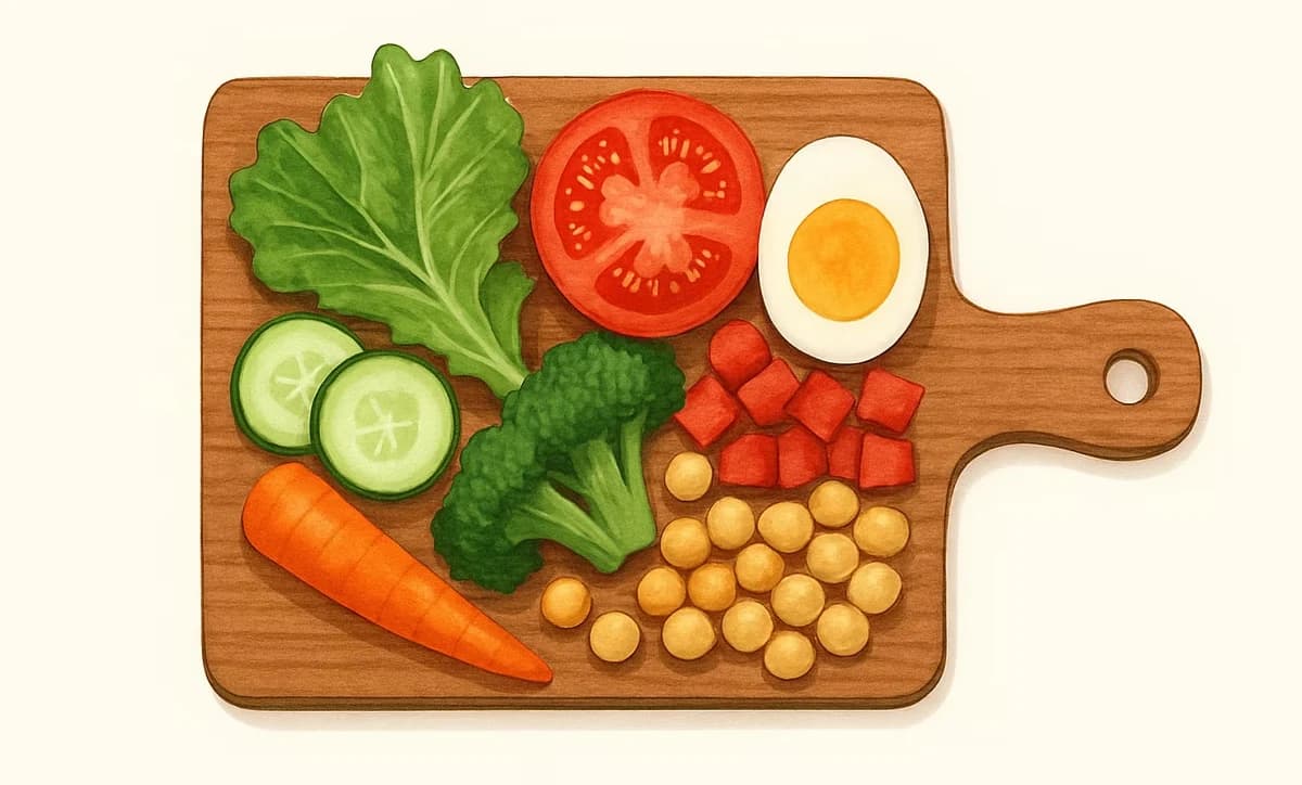 Ilustração de alimentos associados à nutrição capilar